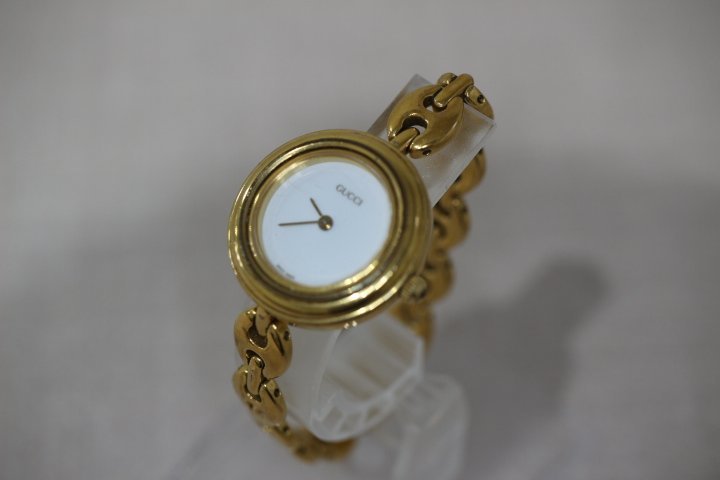 美品 グッチ GUCCI 3400L 黒文字盤 レディース 腕時計 箱 F775 美品