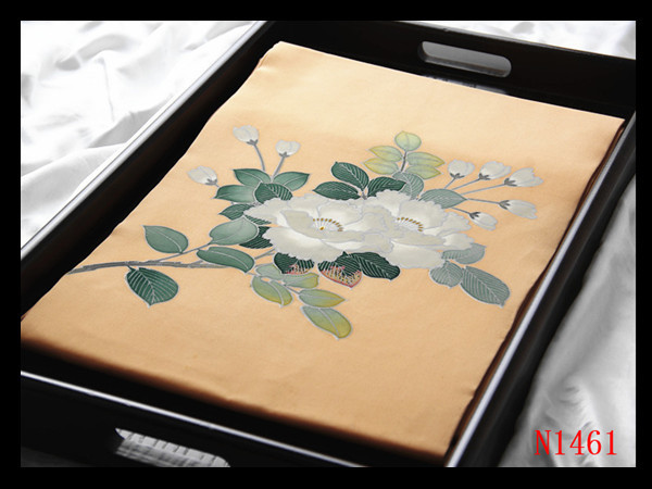 100%新品，限定セール 【N1461】厳選逸品 塩瀬 手描き友禅染め 杏色地