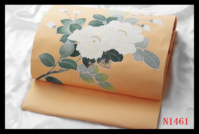 100%新品，限定セール 【N1461】厳選逸品 塩瀬 手描き友禅染め 杏色地