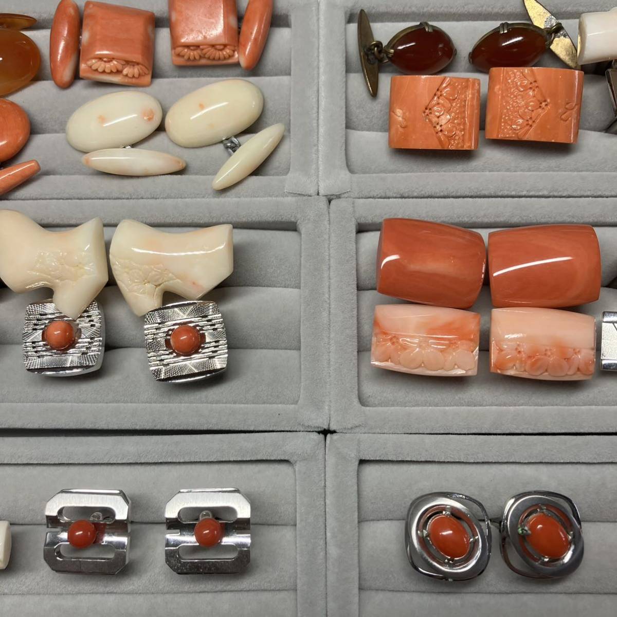 アクセサリー　カフス　珊瑚　メッキ　ジャンク　まとめ　大量（R105）