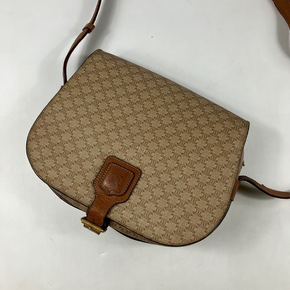 【入手困難】セリーヌ☆ショルダーバッグ マカダム トリオンフ PVC ベージュ 1円〜【入手困難】 CELINE セリーヌ ショルダーバッグ マカダム