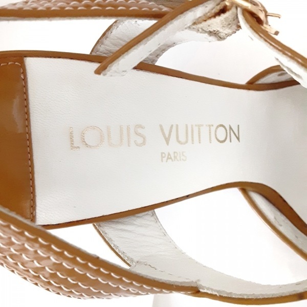 LOUIS VUITTON フラットサンダル ブラウン/ホワイト LOUIS ルイヴィトン サンダル 0 VUITTON ミュール レディース フラット