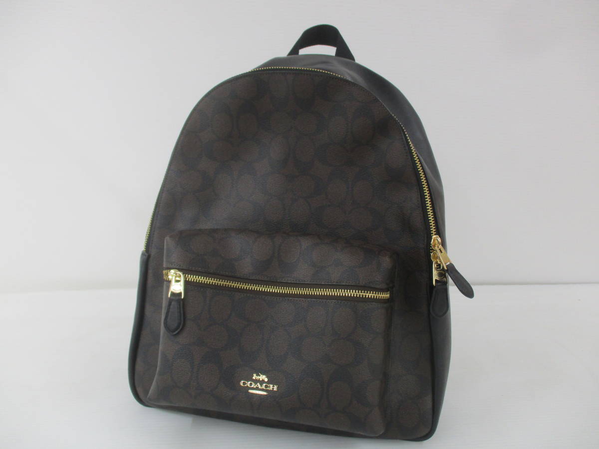 230910-001 COACH コーチ シグネチャー PVC×レザー リュック