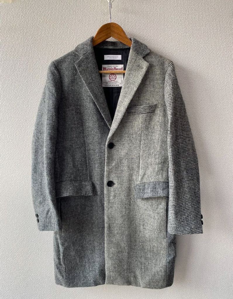 BEAUTY&YOUTH × Harris Tweed チェスターコート S クレイジー