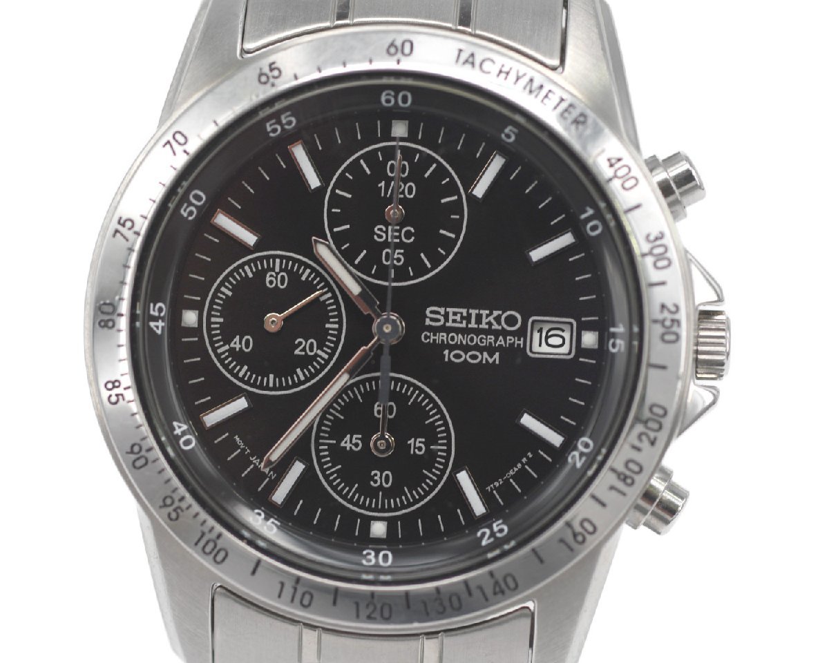 中古品] 稼働品【SEIKO】 セイコー 7T92-0DW0 クロノグラフ 100m