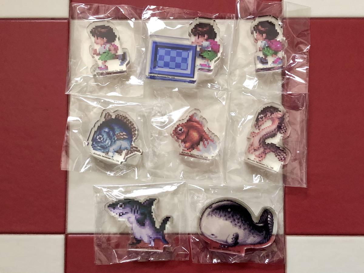 ◆【海腹川背/アクリルマスコット 全8種SET】おたまじゃくし/サメ/どじょう/金魚/ピクセル/スタンド◆※新品