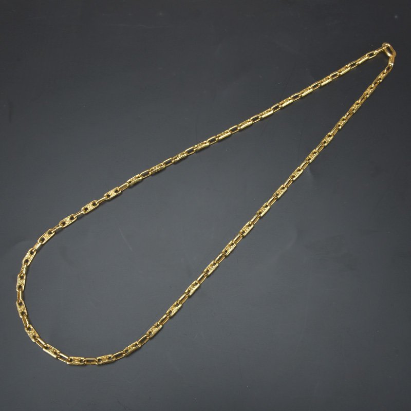 CELINE セリーヌ ヴィンテージ マカダム柄 ロングネックレス ゴールド