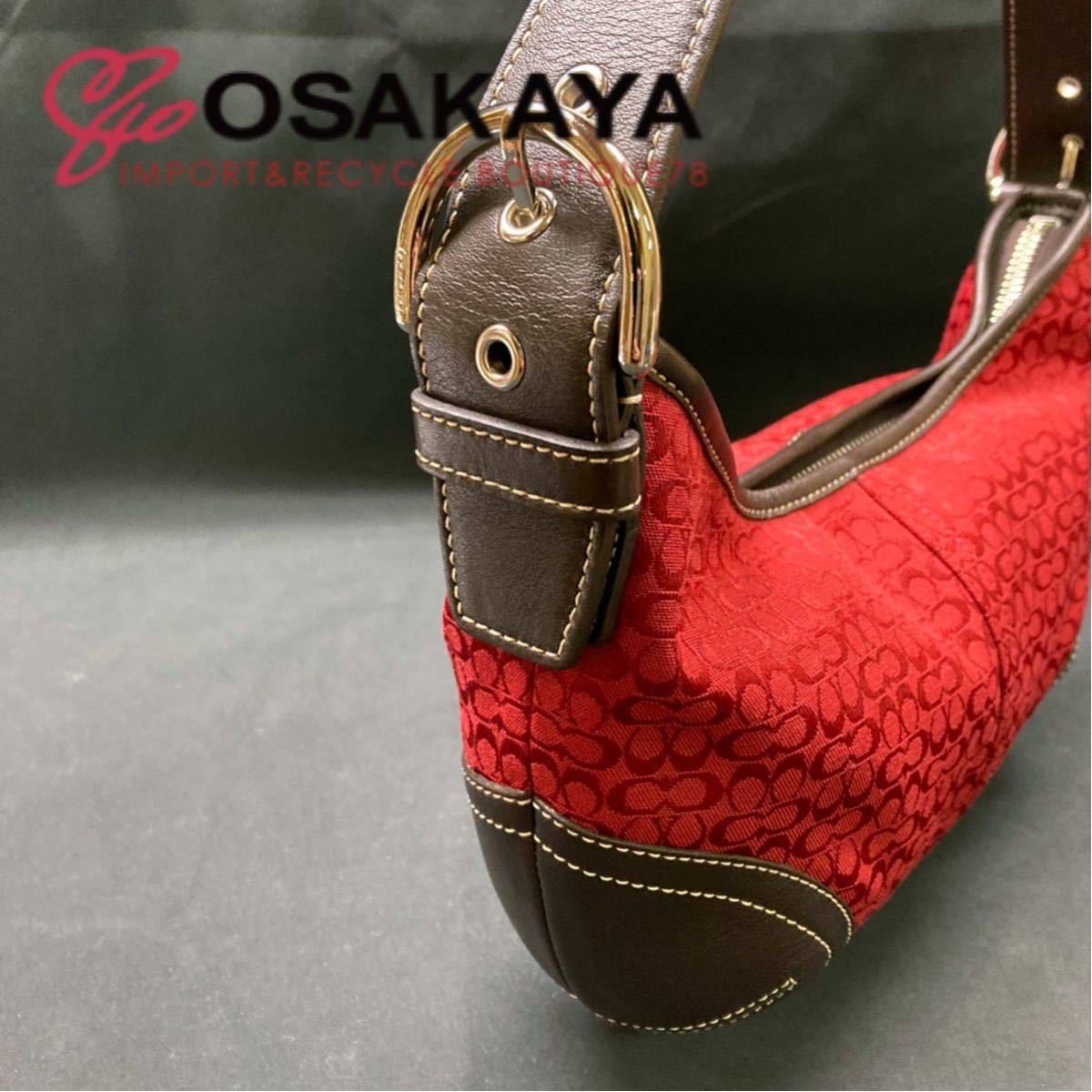 中古美品 COACH ミニシグネチャースモールホーボー 6351 キャンバス 