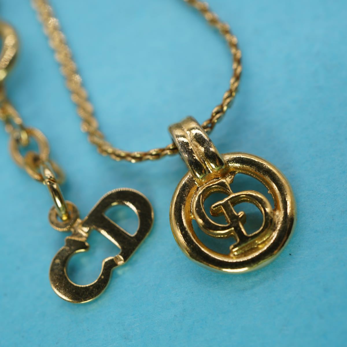 【1459】Christian Dior ネックレス 長さ約40cm アジャスター約5cm クリスチャンディオール ゴールドカラー TIA