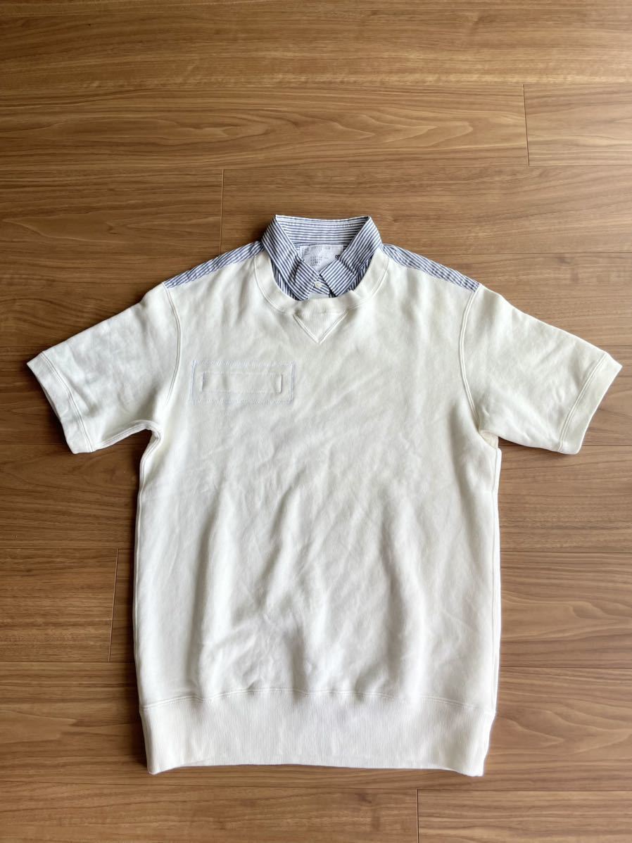 美品】sacai 襟切り替え 半袖シャツ ブルーストライプ(男性用)｜売買 