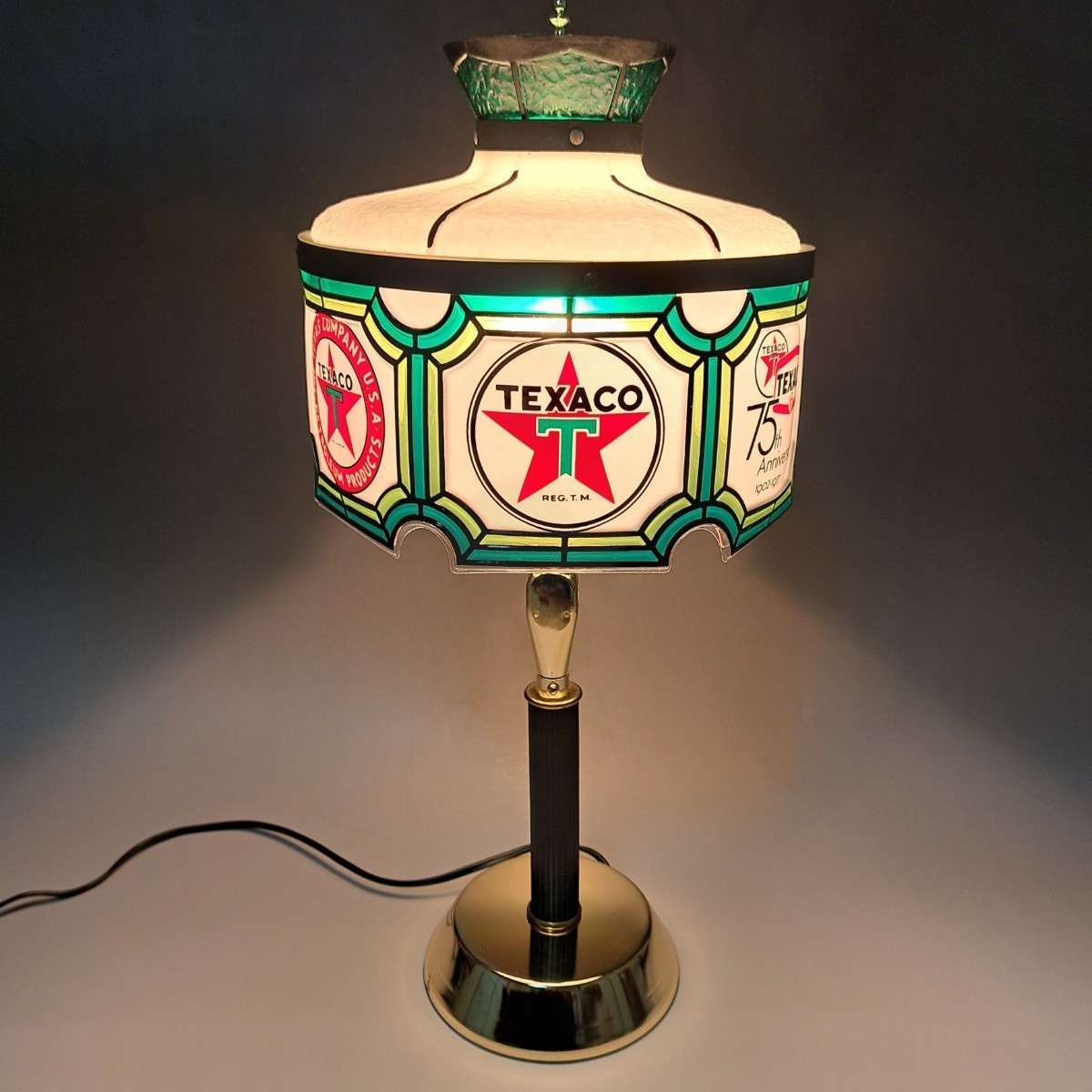 10月1日までの限定値下げ! 1970s レア テキサコ ステンドグラス ランプ 電気スタンド Texaco アドバタイジング ヴィンテージ 世田谷ベース