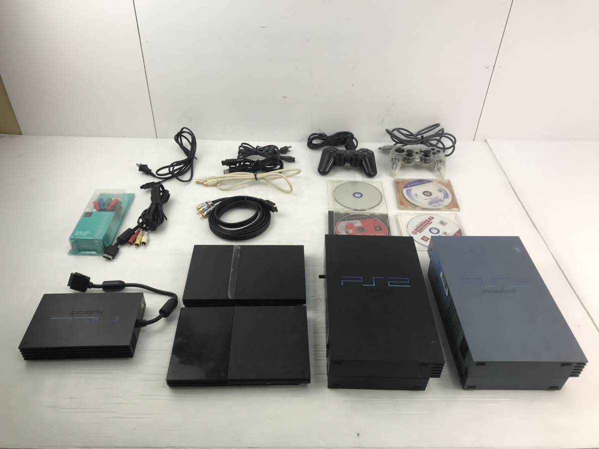浜/PS2本体/5点セットまとめ売り/一部通電確認済/動作未確認/コントローラー付/ACアダプター付/ソフト付/総重量約9kg/9.7-210KS