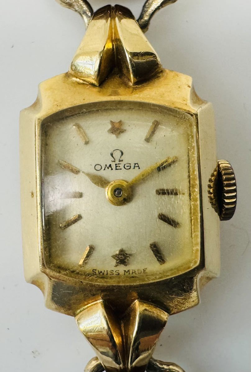 【稼働】OMEGA カットガラス 自動巻き 手巻きレディース 2個セット ○ OMEGA オメガ 手巻き 2針 ヴィンテージ レディース腕時計/245093