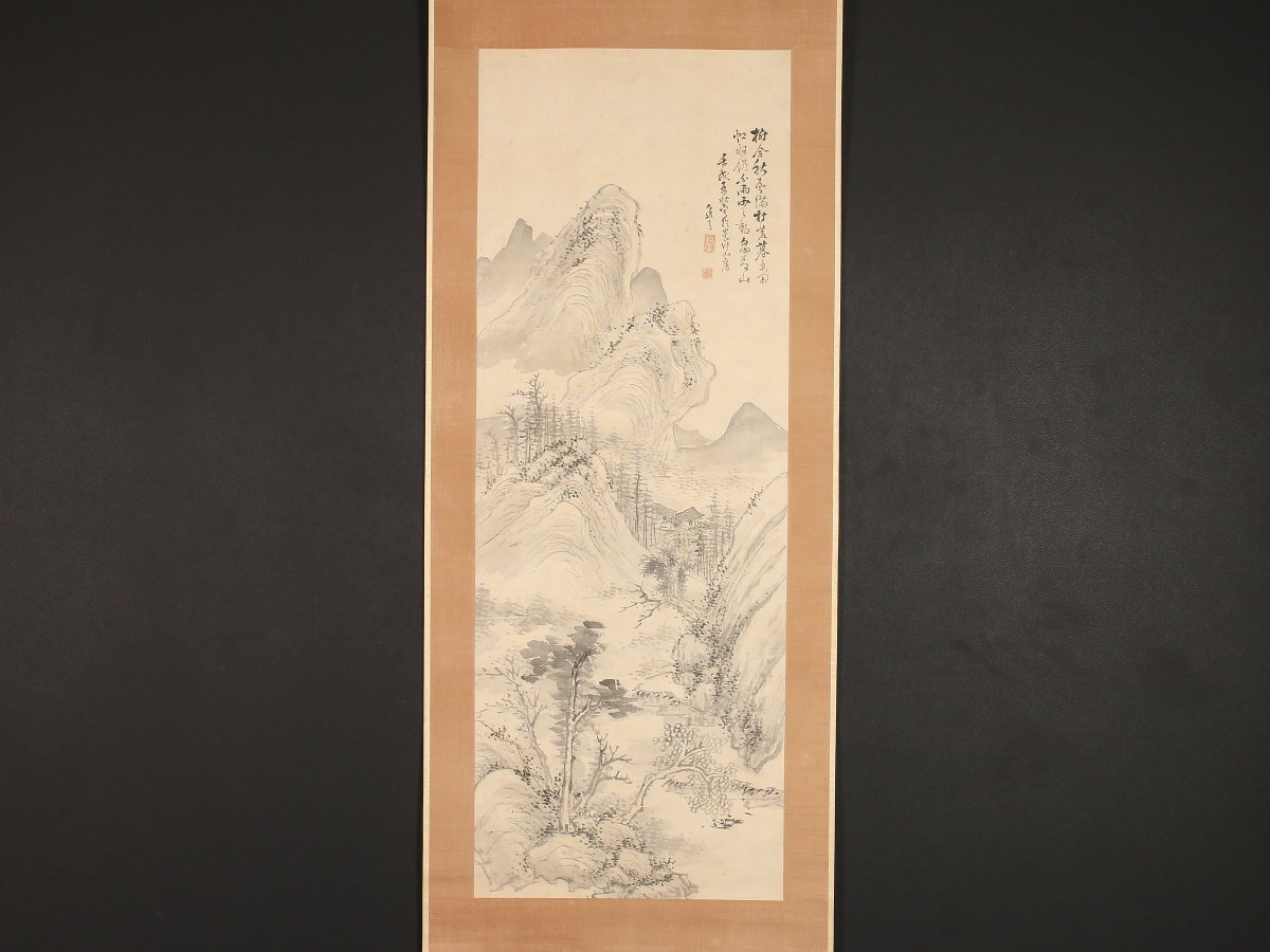 掛軸　「花菖蒲」　山下関城作　絹本　肉筆　共箱付 ☆山下友月 肉筆【掛軸『立雛』共箱】絹本 わりとキレイ！ 幅53