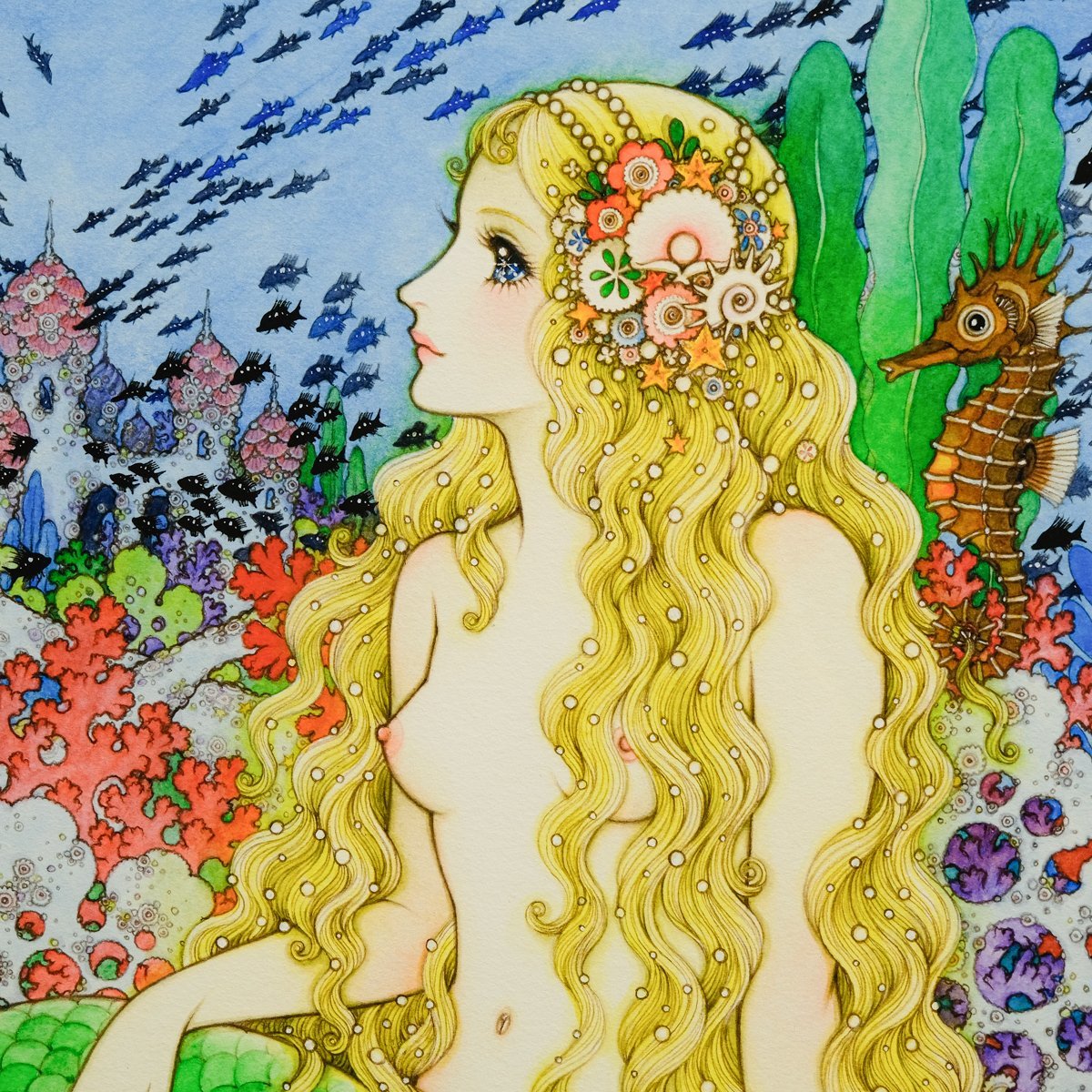 1円～おたからや◇x0319 高橋真琴 人魚姫 ジークレー 人物画 絵画 版画