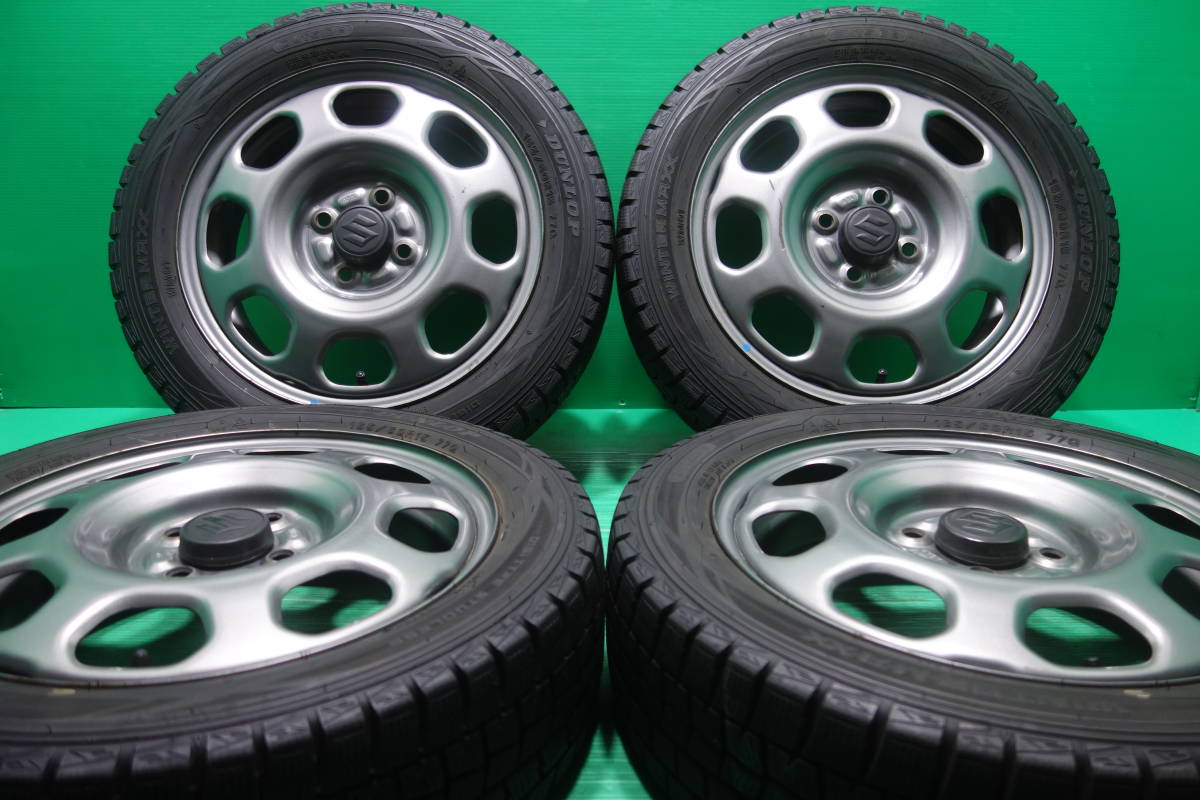 人気，低価 K2349-19 165/60R15 スタッドレス 4本セット ダンロップ WINTER MAXX WM01 7分山 スズキ純正 スチール ハスラー ソリオ Kei(スタッドレスタイヤ)｜売買されたオークション情報、yahooの商品情報をアーカ 4穴