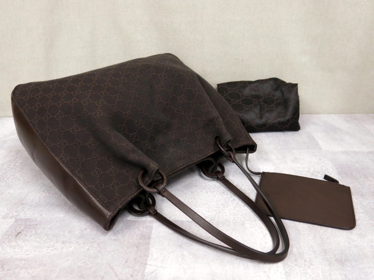 ○超美品○GUCCI グッチ○GGデニム カーフ レザー 本革○トート バッグ 