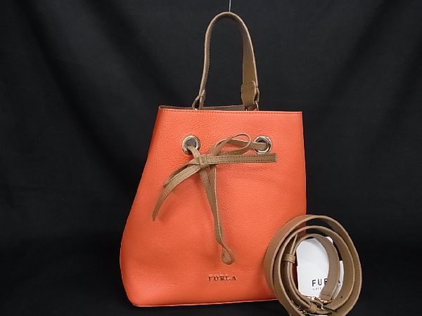 1円 □新品同様□ FURLA フルラ コスタンザ レザー 巾着型 2WAY  