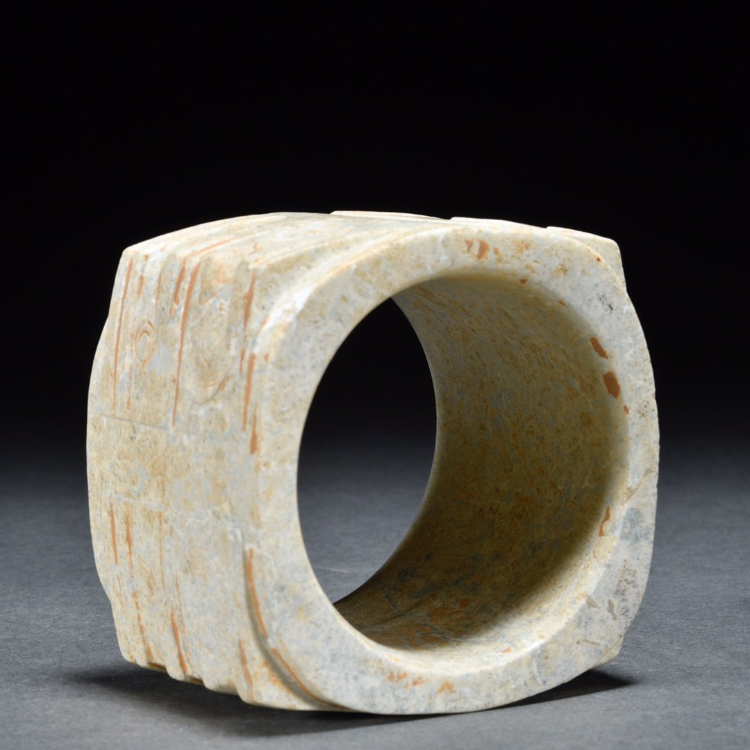 安】良渚文化 和田玉 古玉 獣面紋玉琮 極細工 古