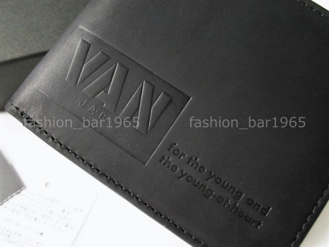 希少★VAN JAC ヴァンヂャケット★HP限定 ショッパーモチーフ 二つ折り財布★紙袋 ロゴ 型押し オイルレザー ブラック/Kent J.PRESS
