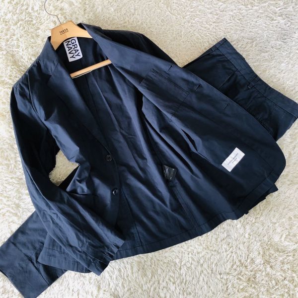 ユナイテッドアローズ『抜群の汎用性』UNITED ARROWS　スーツ　セットアップ　テーラードジャケット　L　グレー　綿　サイドベンツ　23