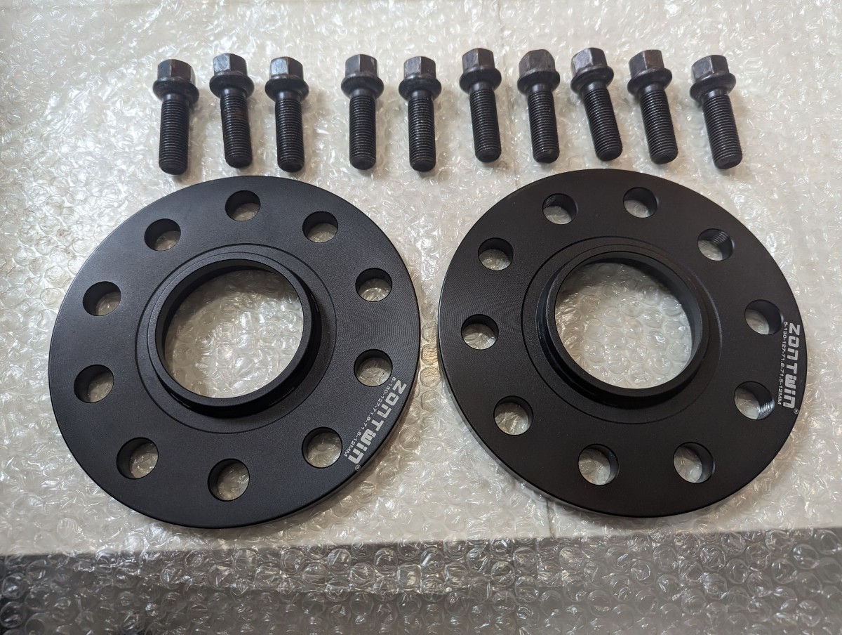 装着確認のみ 未使用 PCD130mm 12mm アルミ鍛造 ポルシェ ホイール スペーサー ハブ径71.6mm 911 964 M14 P1.5球面ボルト 首下40㎜ 10本付