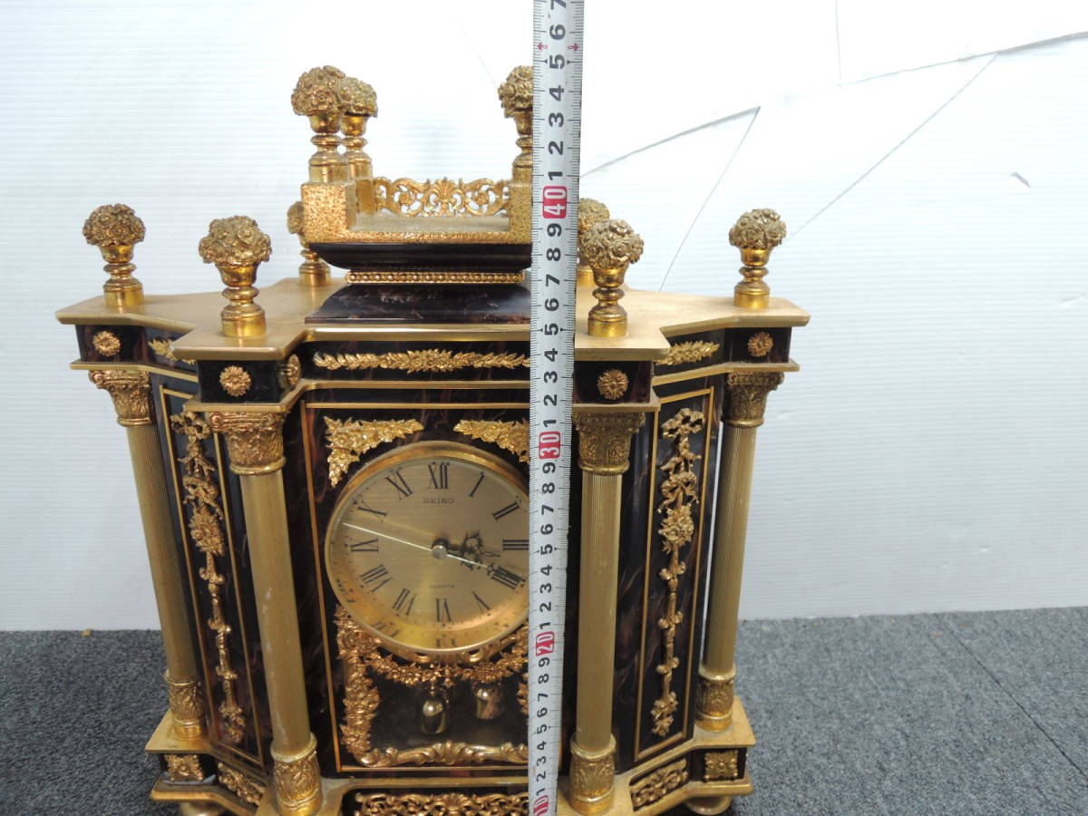 ☆SEIKO セイコー QW427M クオーツ 豪華絢爛 置時計 宮殿造り 回転振子