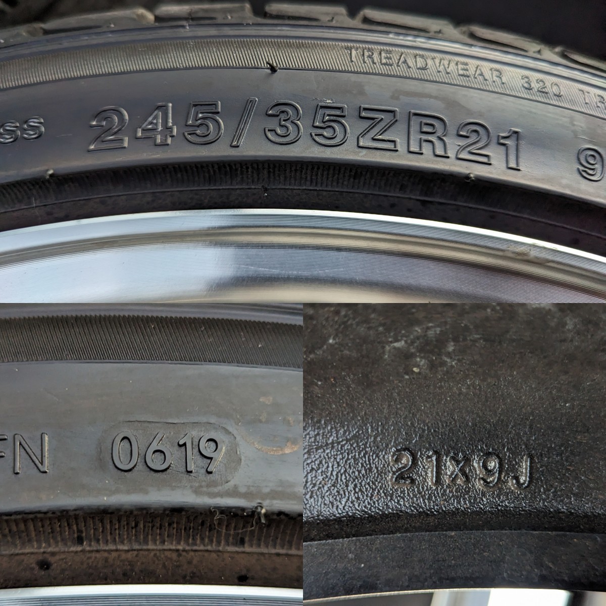 美品 バリ溝 BMW用 BBS LM 風 タイヤ付きホイール 21×9J+30 245/35R21 