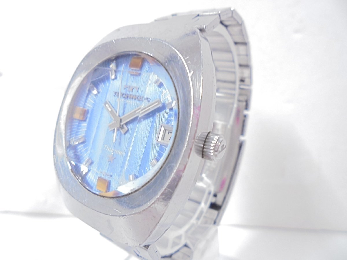 稼働品 TECHNOS テクノス Thunder サンダー 自動巻き カットガラス 