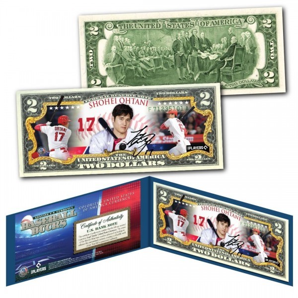 アメリカ 限定2ドル紙幣 大谷翔平 SHOHEI OHTANI バッター サイン 法定通貨 限定品 USA 証明書&ホルダー付き 新品レア 送料込み 即決