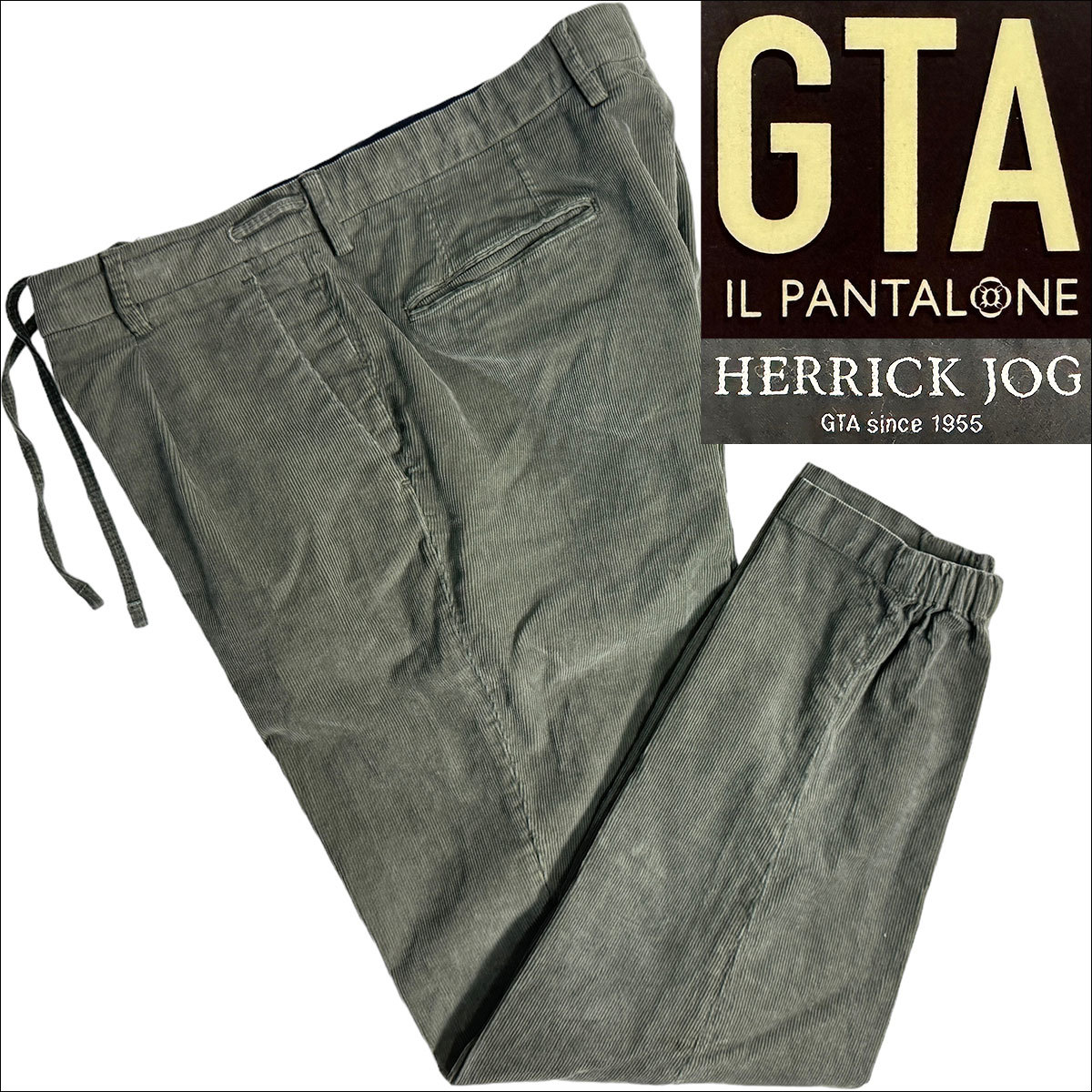 J7290 美品 GTA ビームスゴルフ別注 HERRICK JOG HERRICK GOLF コーデュロイ イージーパンツ カーキ 深緑 50 ジーティーアー