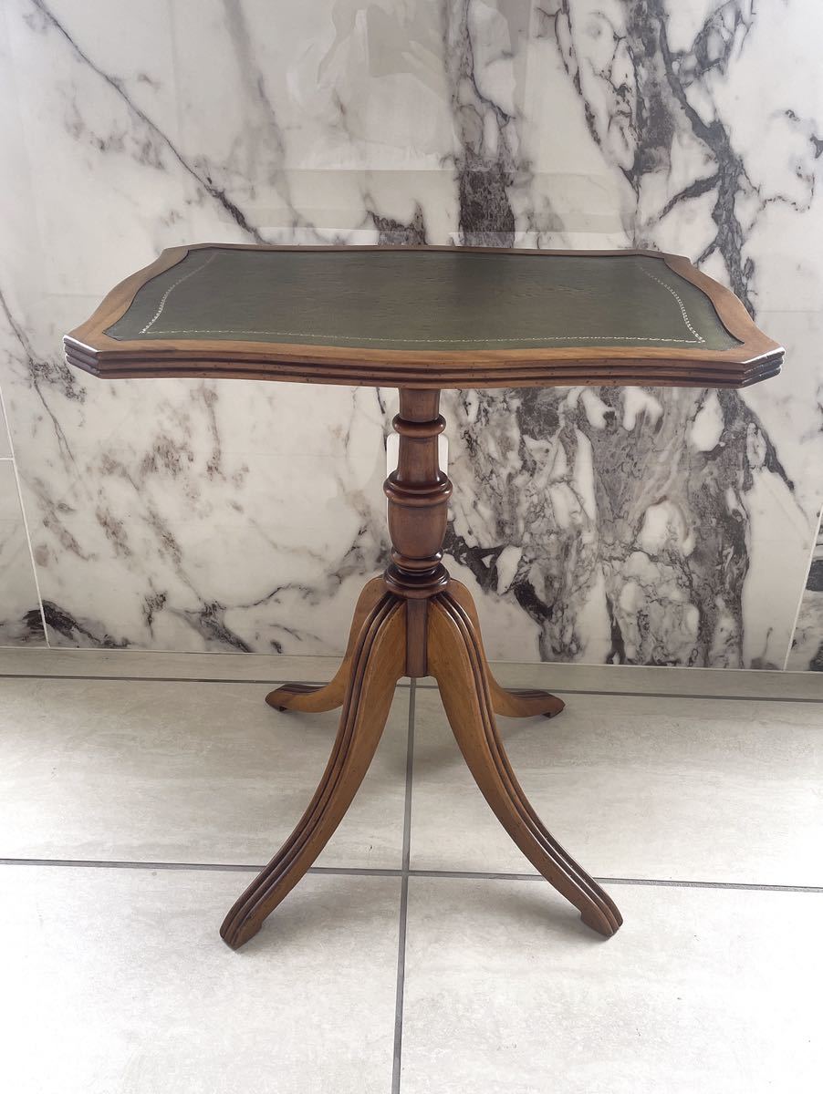 バロッサバレンティ　ミニテーブル　サイドテーブル　グリーン　革　皮