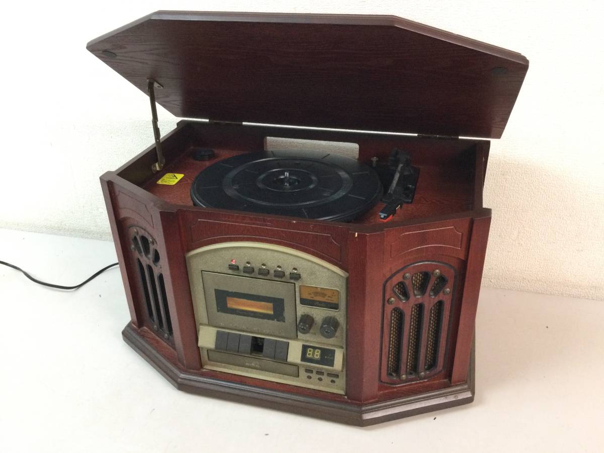 レコードプレーヤーCD 付コンポ レコードプレーヤー CD付コンポ AH-024 AM FM カセットテープ レトロ
