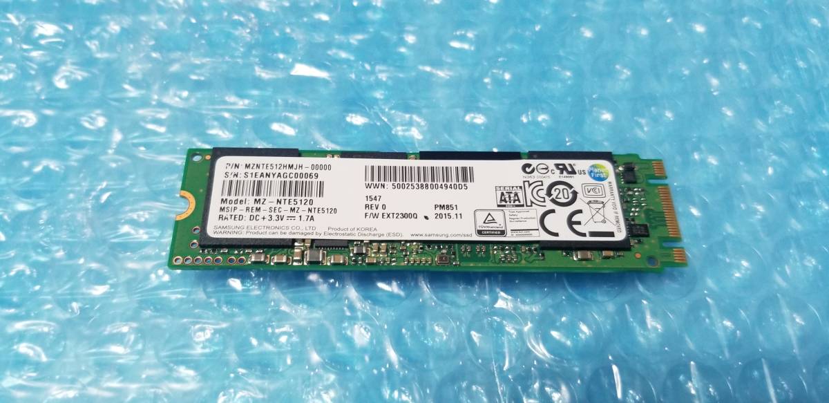即決 ほぼ新品 1時間未満稼働 SAMSUNG 512GB M.2 SSD SATA