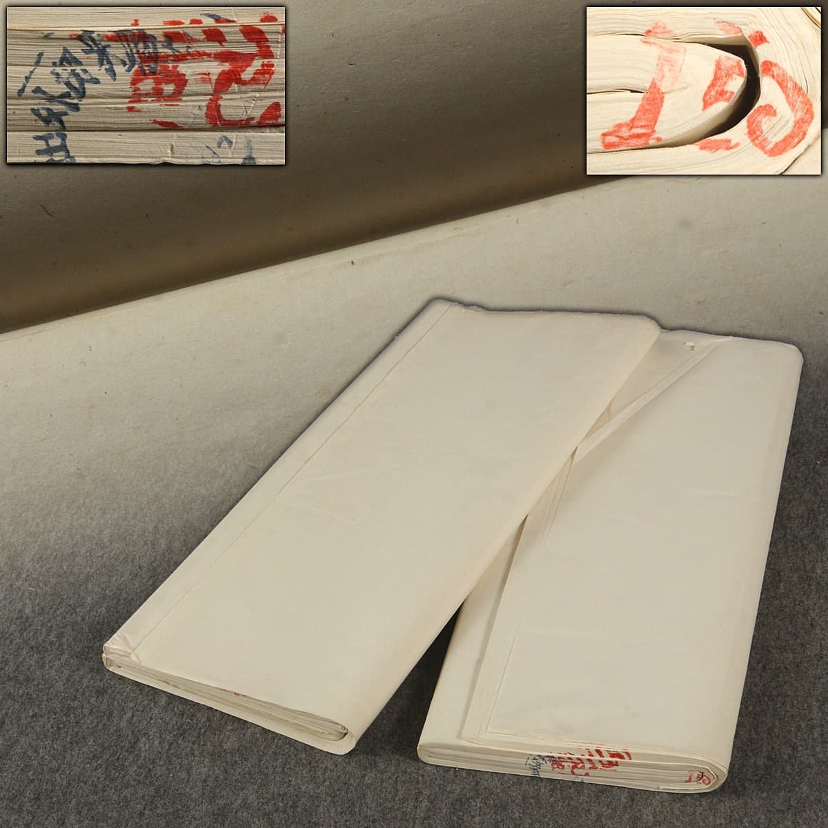 DS113 中国書画道具 在銘(紅印) 古紙・中国画仙紙 縦121.5cm/横60.2cm 二束 剣験員15・文房旧紙 書道具