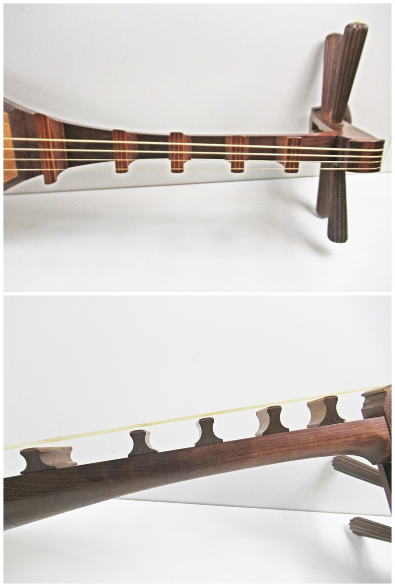 ◆[A117]高級　琵琶　びわ　四弦四柱　三日月装飾　全長/約90cm　収納袋付き　和楽器　楽器　雅楽　古美術　引取り可能(大阪市) | 新栄堂 薩摩琵琶(四弦四柱)