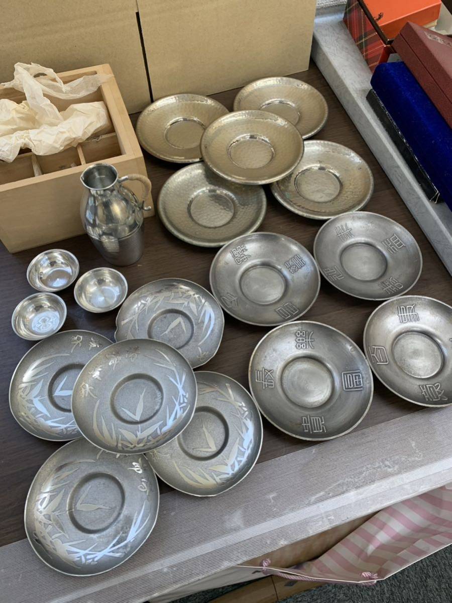 1017【1円スタート】本錫 銅 茶托 徳利 等まとめ売り/煎茶道具 酒器