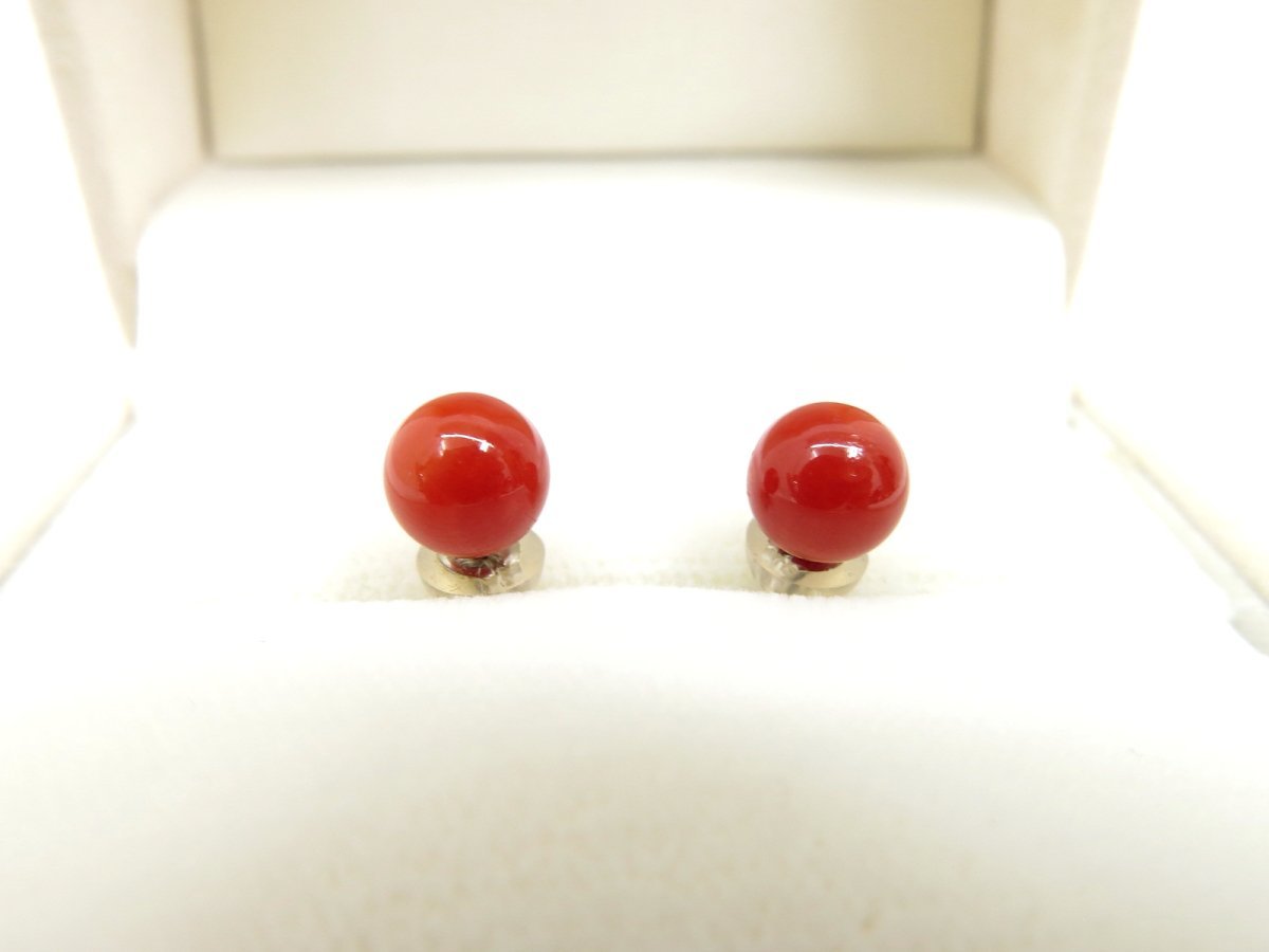 ◇超美品◇丸山宝飾◇珊瑚 プラチナ◇ピアス◇コーラルオレンジ