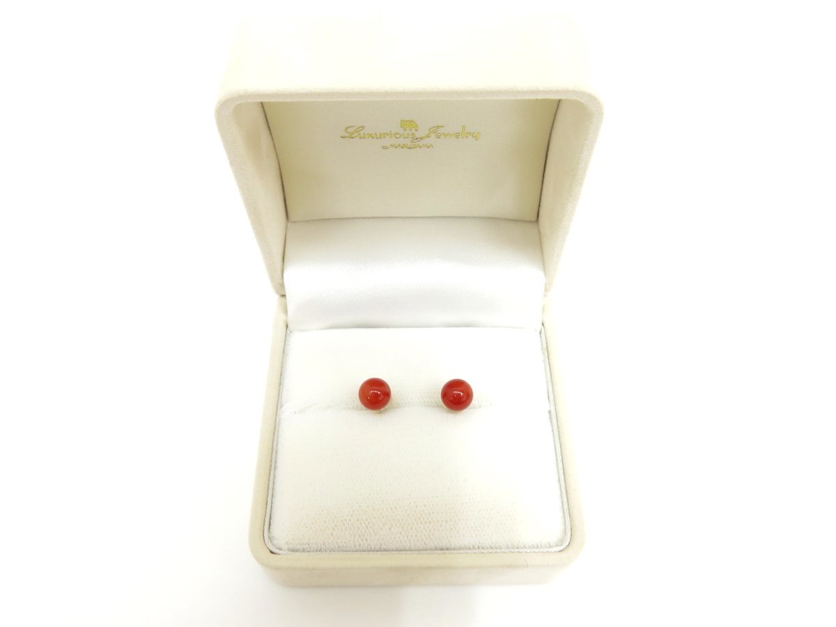 ◇超美品◇丸山宝飾◇珊瑚 プラチナ◇ピアス◇コーラルオレンジ