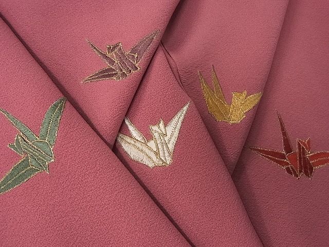 平和屋-こころ店■付下げ　刺繍　折り鶴　金糸　やまと誂製　着丈169.5cm　裄丈70cm　正絹　逸品　B-ph7793