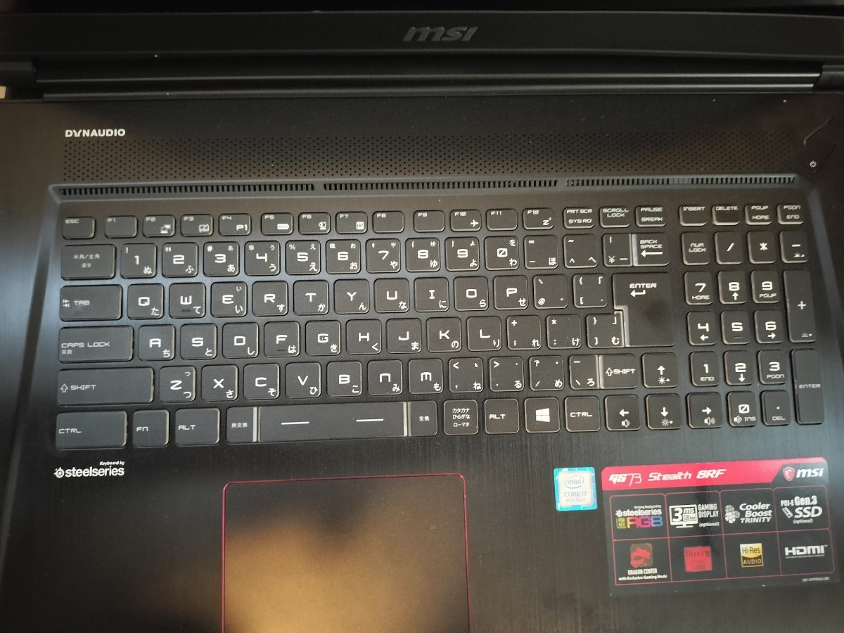 msi GS73 stealth 8RF GTX1070 core i7メモリ16G フルHD 17.3インチ 