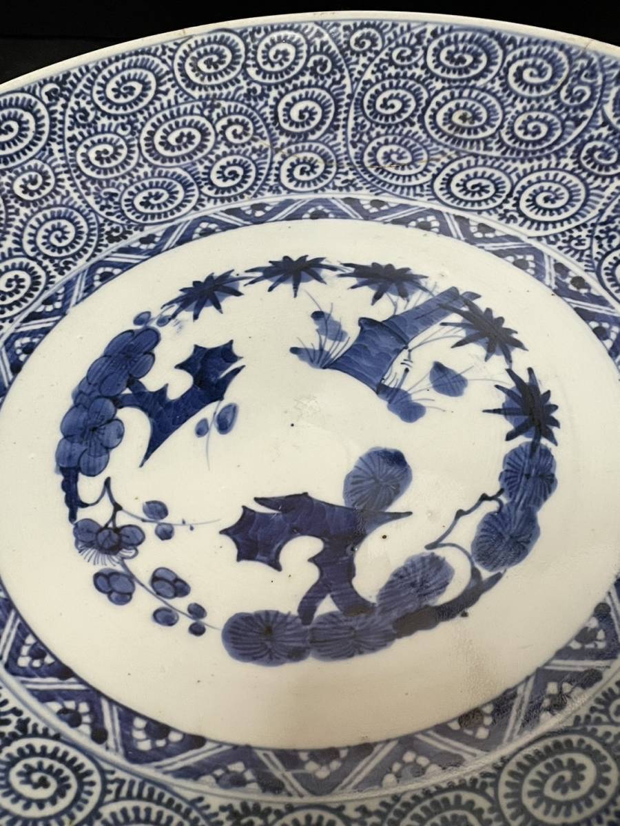 【現状品】古伊万里 染付 陶器 蛸唐草 蝶 大明宣徳年製 アンティーク 10枚② 古伊万里 染付 - 蛸唐草 Yahoo 江戸後期-19 蛸唐草文 「コレクター所蔵品