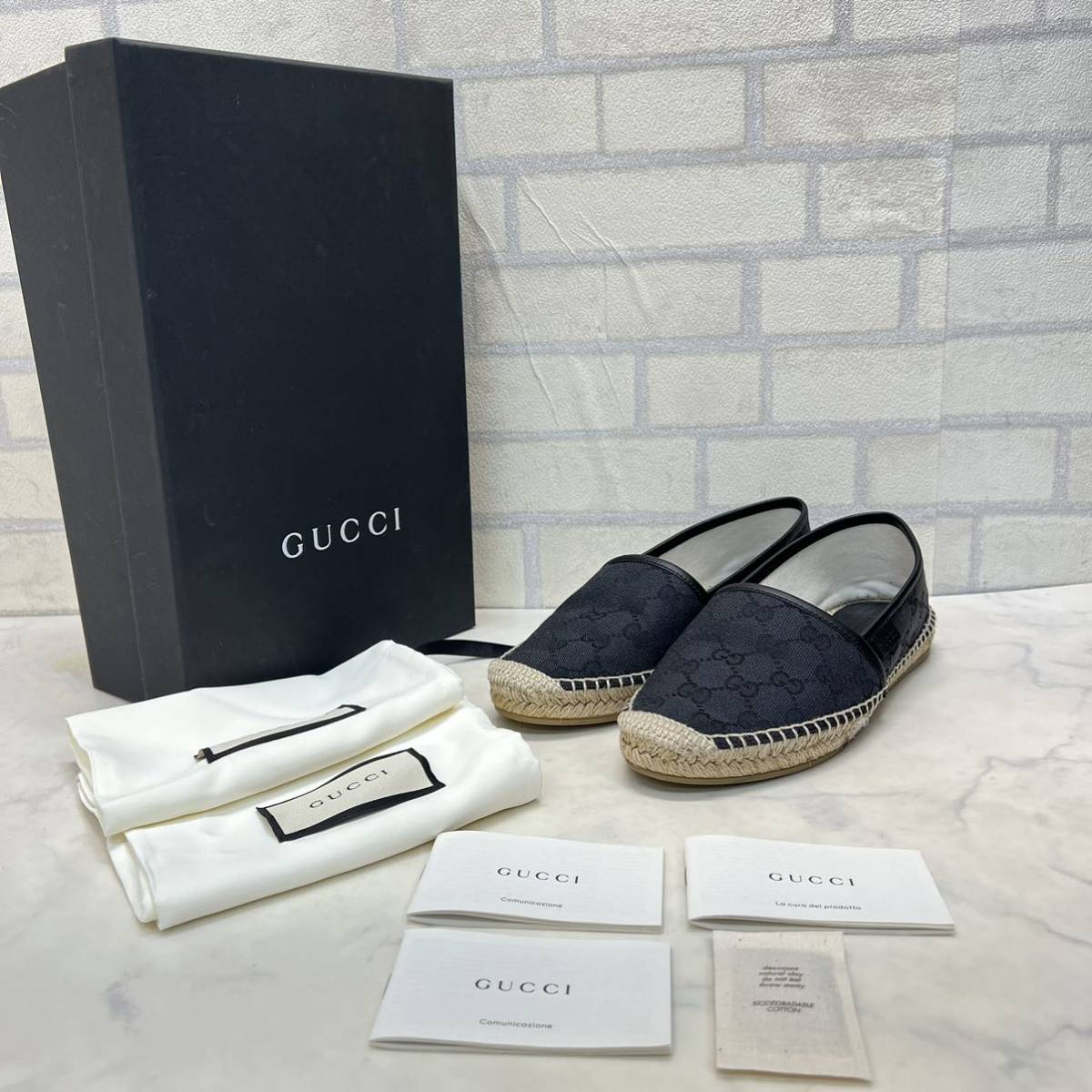 未使用 GUCCI 正規品 スリッポン レディース サイズ36.5 約23-23.5㎝ ブラック 黒 キャンバス レディース シューズ 靴 GG柄