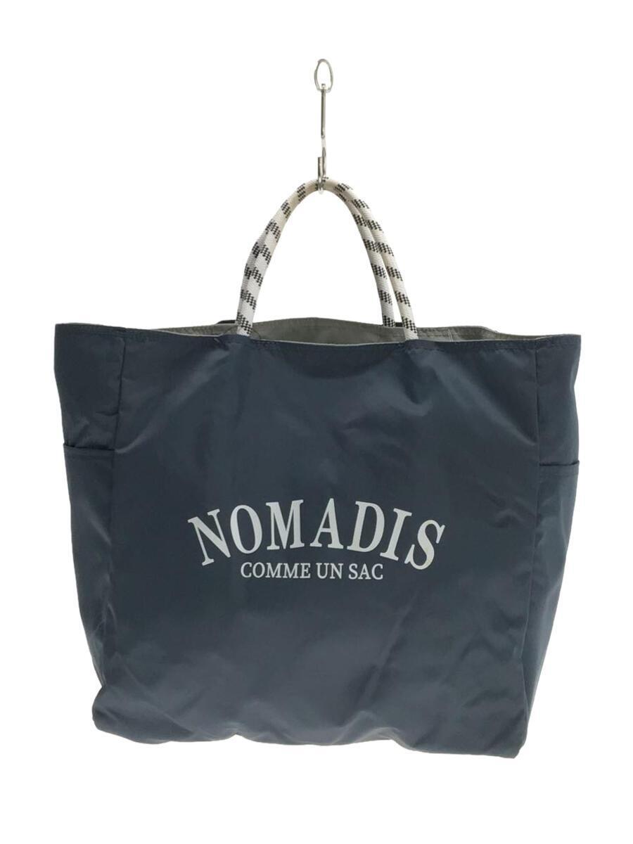 NOMADIS◆トートバッグ/GRY/プリント/ロゴ、持ち手に汚れ有