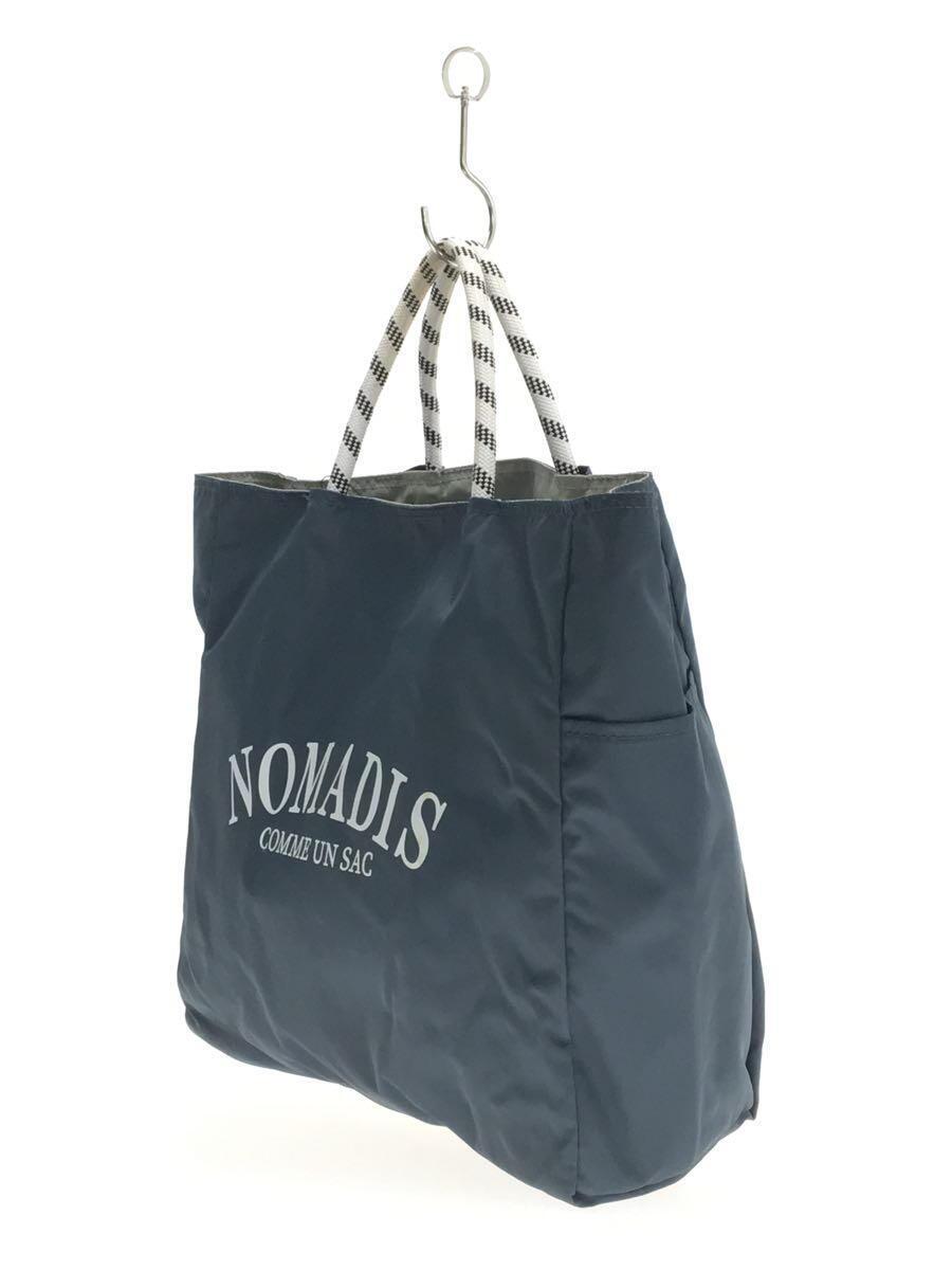 NOMADIS◆トートバッグ/GRY/プリント/ロゴ、持ち手に汚れ有