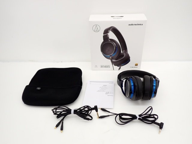 【良品】Audio-Technica オーディオテクニカ ポータブルヘッドホン ATH-MSR7B 元箱/説明書/付属品付 ∽ 6C0ED-1