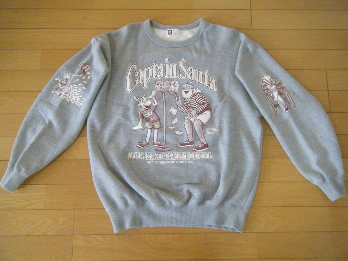 キャプテンサンタ【CAPTAIN SANTA】　グレーのトレーナー（４面プリント）　Ｌ