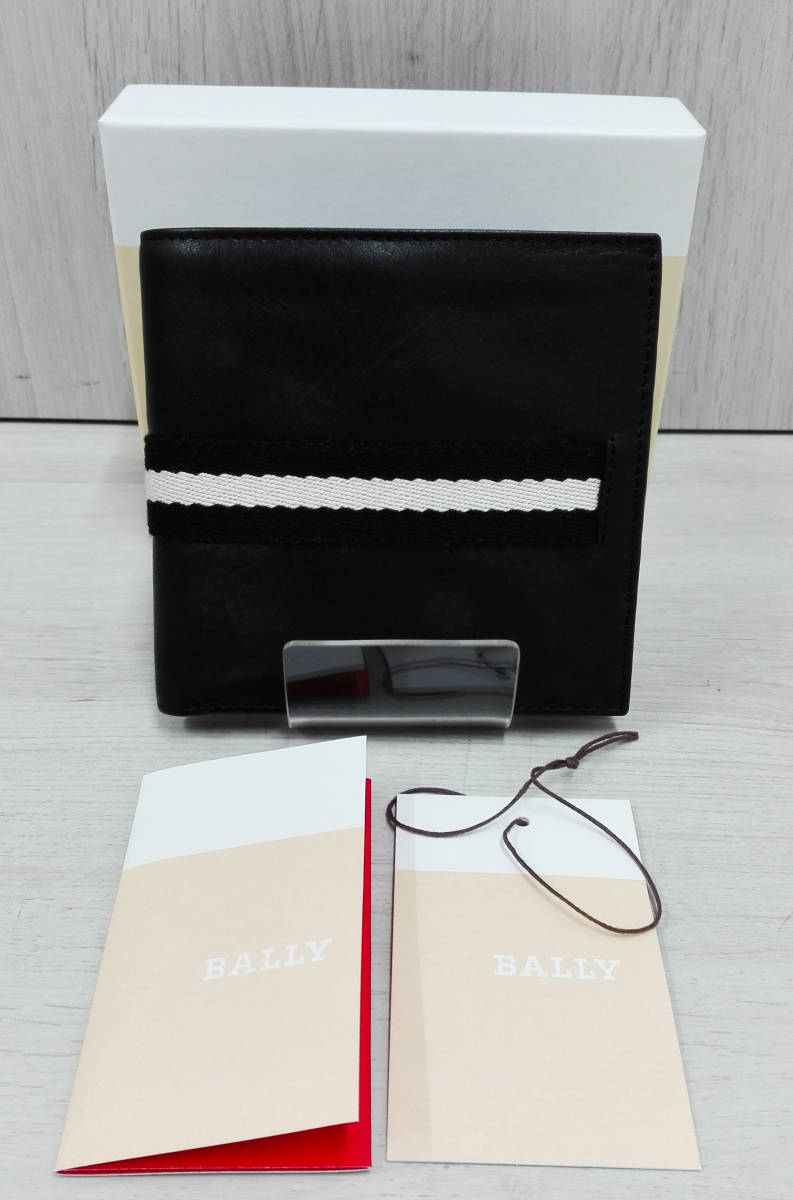 BALLY/バリー 二つ折り財布 レザー ブラック 箱付き