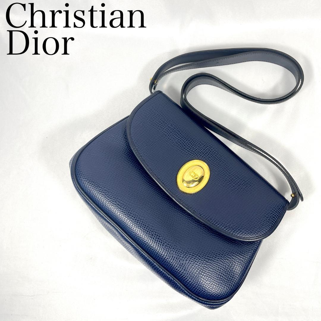 Christian Dior クリスチャンディオール ショルダーバッグ 2way ゴールド オーバル金具 ハンドバッグ レザー 肩掛け 斜め掛けレディースa51