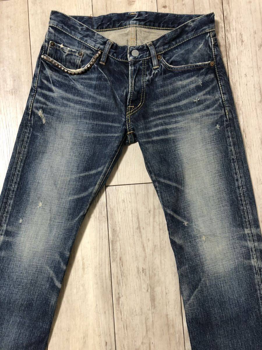 HYSTERIC GLAMOUR NOBU加工デニムスリムストレートパンツ HYSTERIC GLAMOUR（ヒステリックグラマー）の「NOBU加工デニム スリム